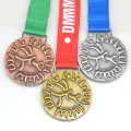 Eco Friendly Cheap Custom Print On Metal Swimming Cycling Running Triathlon Sport Medal With Ribbon